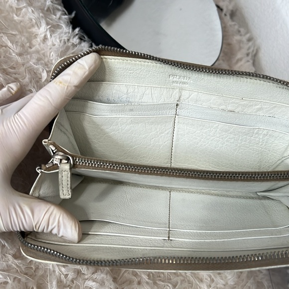 Prada White Perforated Leather Wallet - Picture 8 of 15